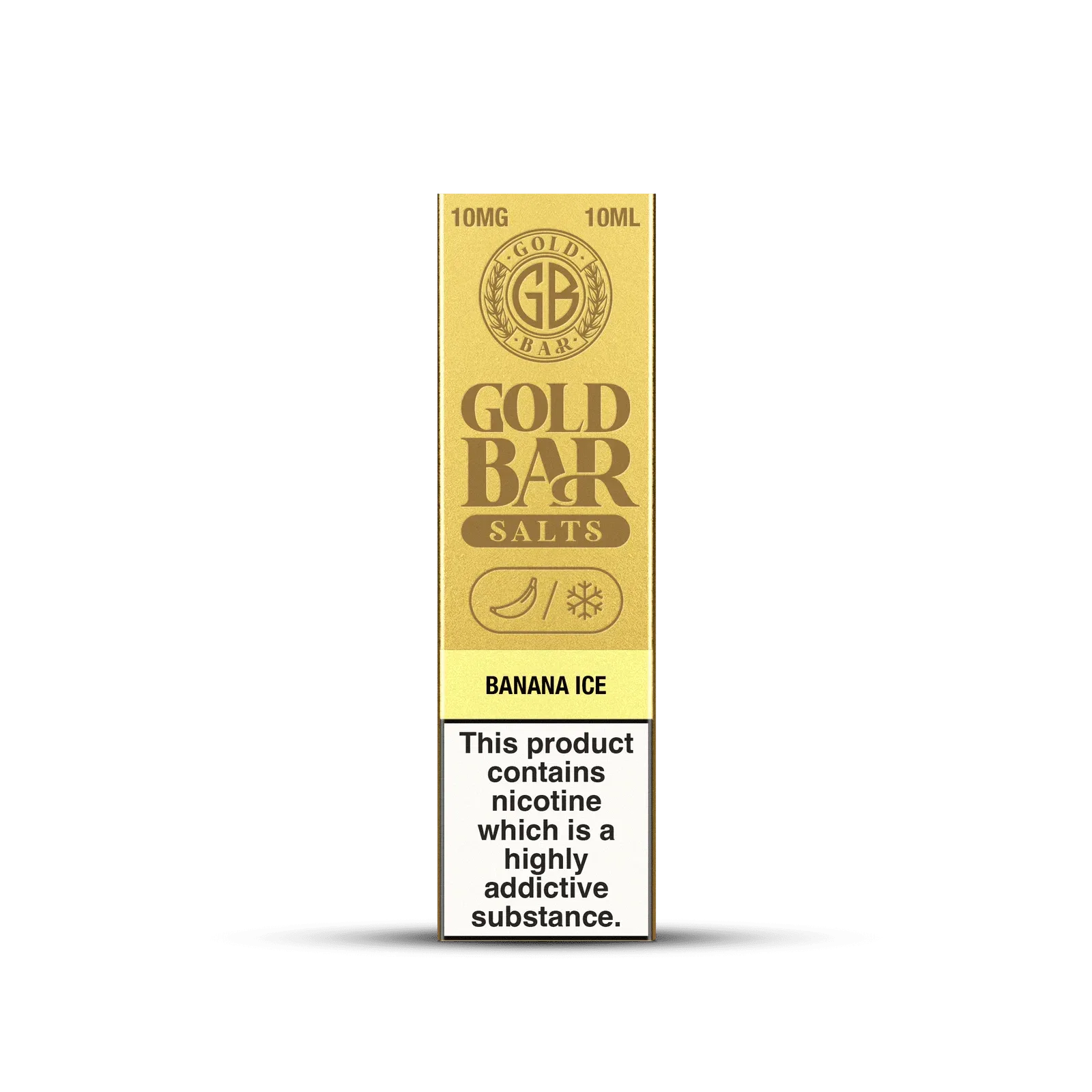 Embalaje de Gold Bar e-líquido tipo sales de nicotina sabor platano hielo, banana ice