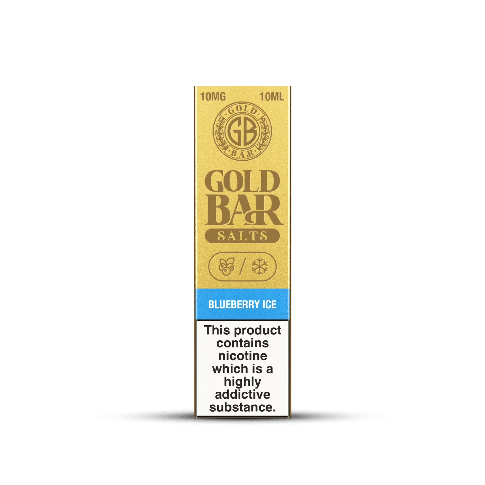 Embalaje de Gold Bar e-líquido tipo sales de nicotina sabor arandanos hielo, Blueberry Ice