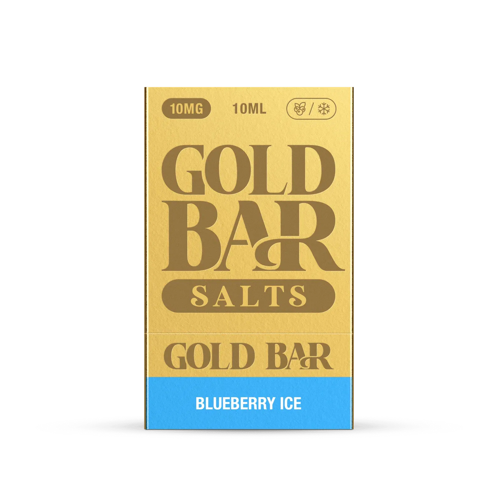 Detalle del Embalaje de Gold Bar e-líquido tipo sales de nicotina sabor arandanos hielo, Blueberry Ice