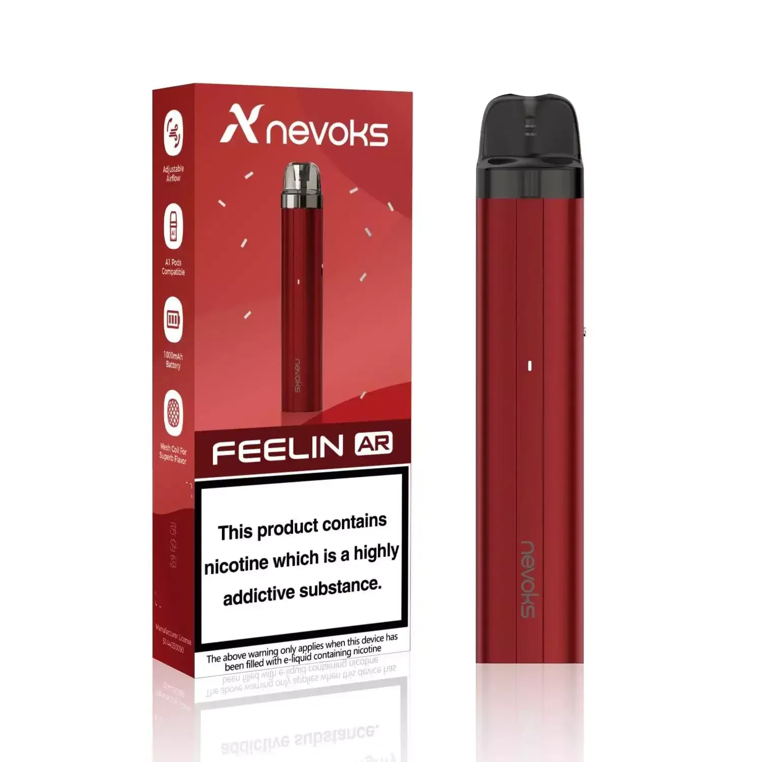Nevoks, Vaper rellenable, Open POD system, sistema cartucho abierto, Feeling AR, color rojoazul