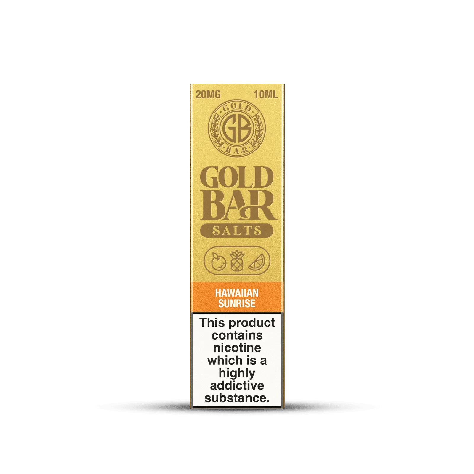 Embalaje de Gold Bar e-líquido tipo sales de nicotina sabor Hawaiian Sunrise, mango, sandía melocotón, Mango Watermelon Peach