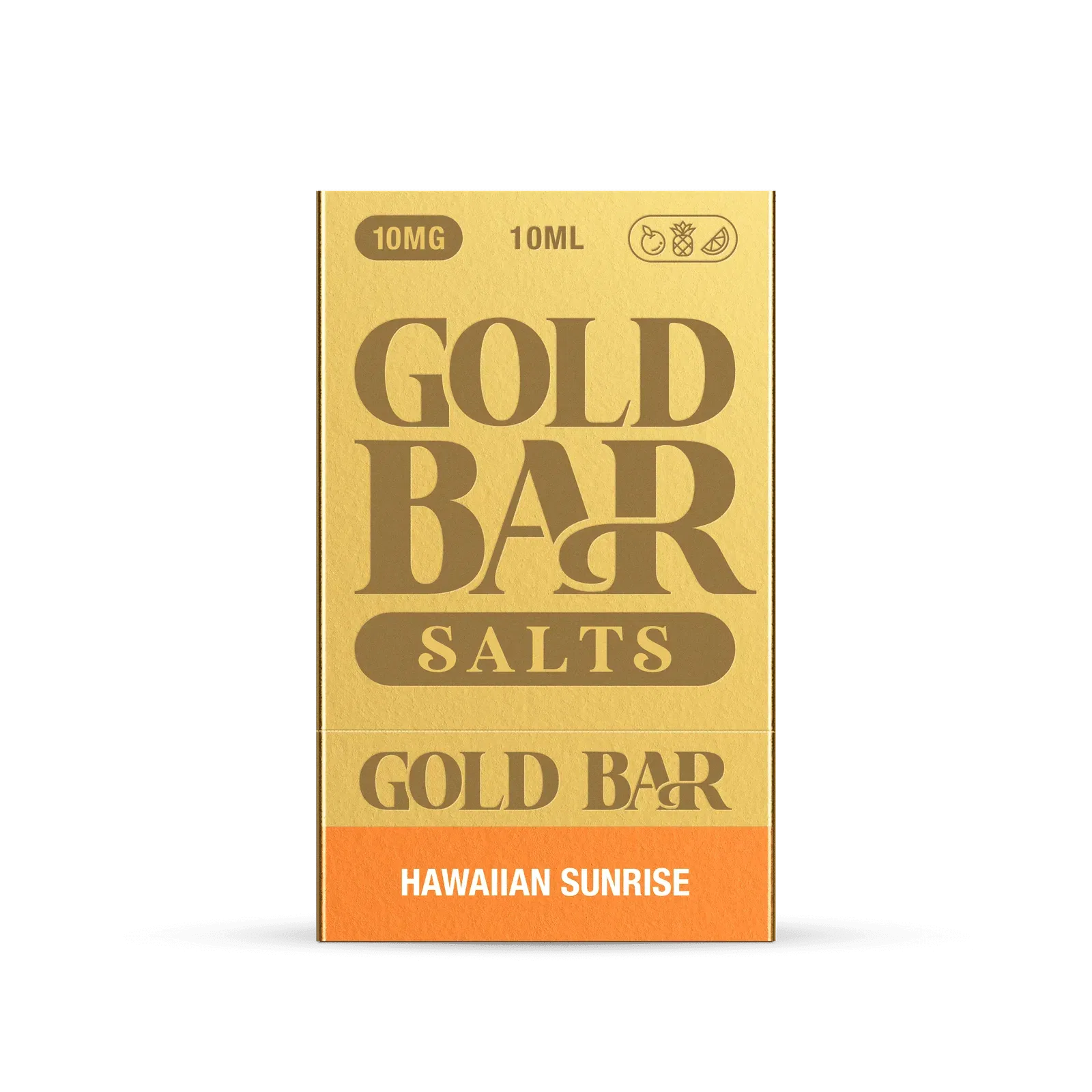 Detalle del Embalaje de Gold Bar e-líquido tipo sales de nicotina sabor Hawaiian Sunrise, mango, sandía melocotón, Mango Watermelon Peach