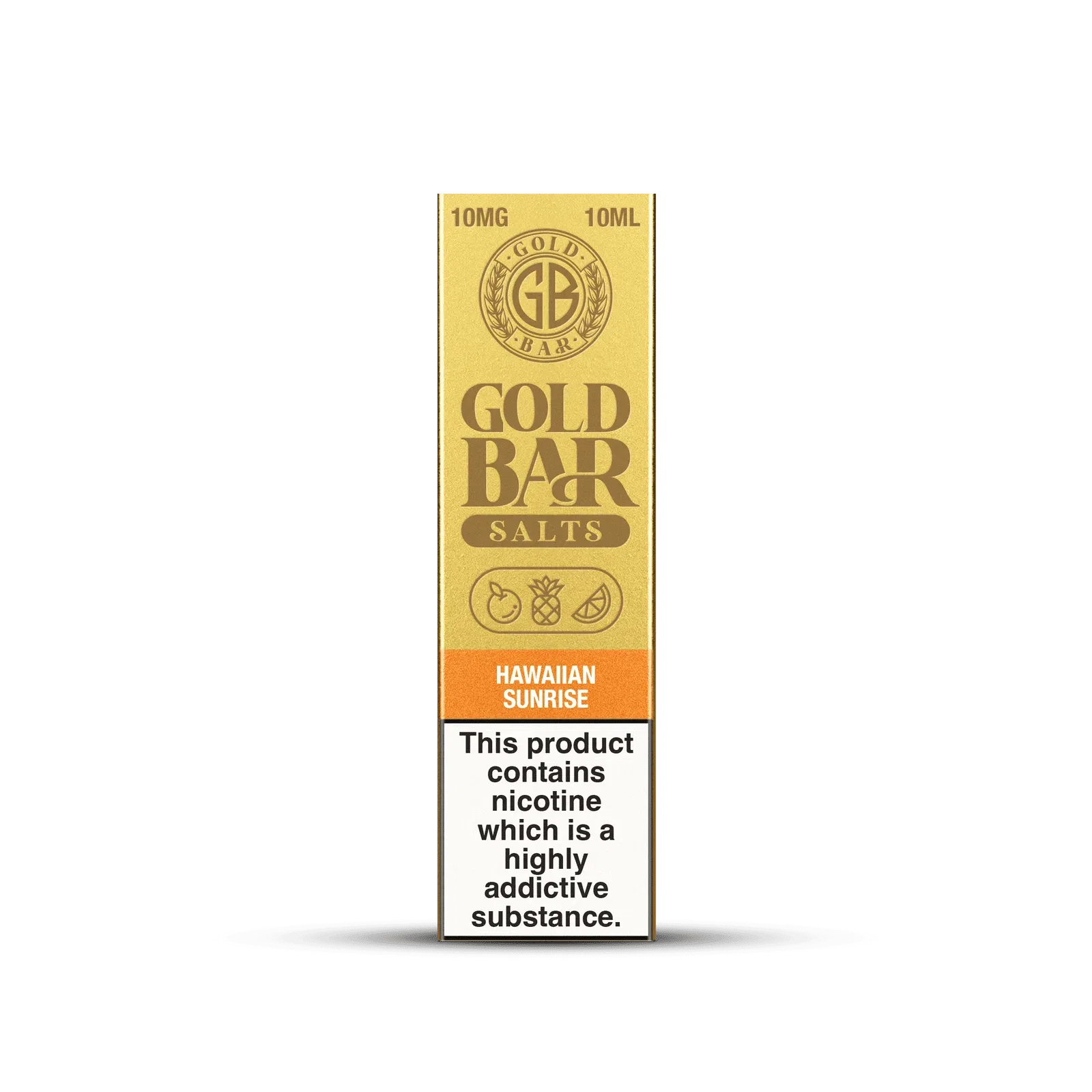 Embalaje de Gold Bar e-líquido tipo sales de nicotina sabor Hawaiian Sunrise, mango, sandía melocotón, Mango Watermelon Peach