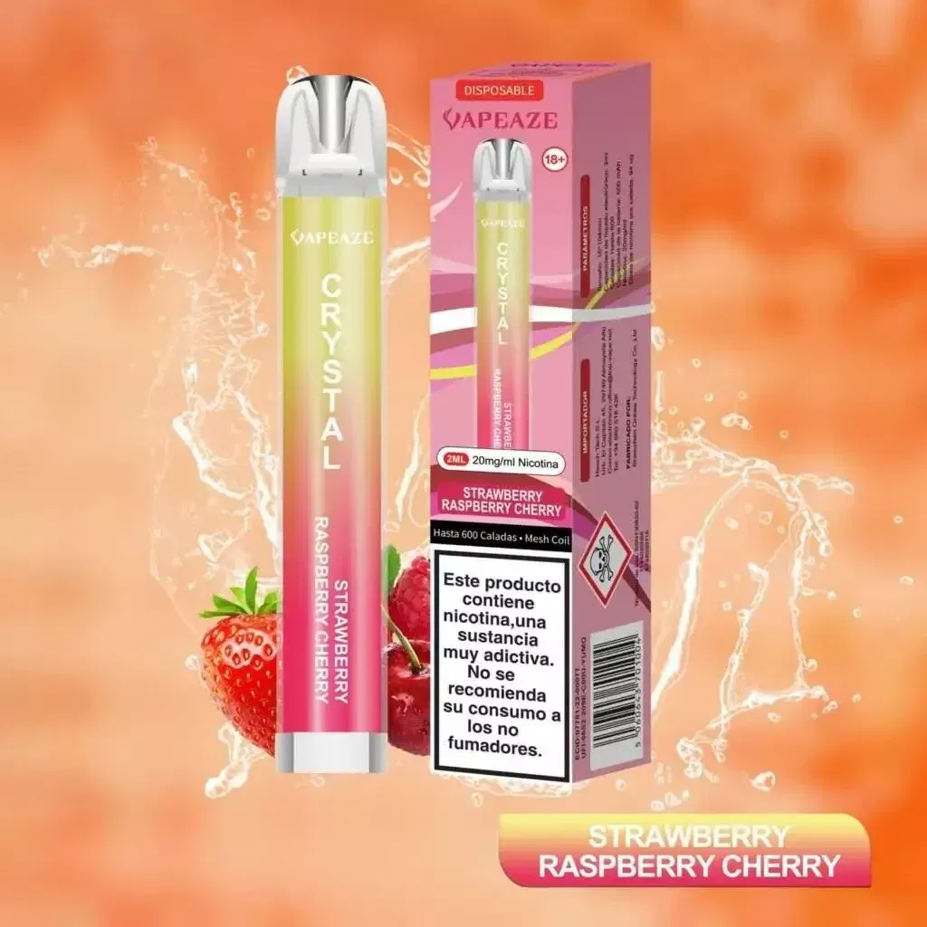 Vapeaze Vaper Desechable 600 caladas sabor Strawberry Raspberry Cherry. Fresa Frambuesa Cerezablue razz, frambuesa
