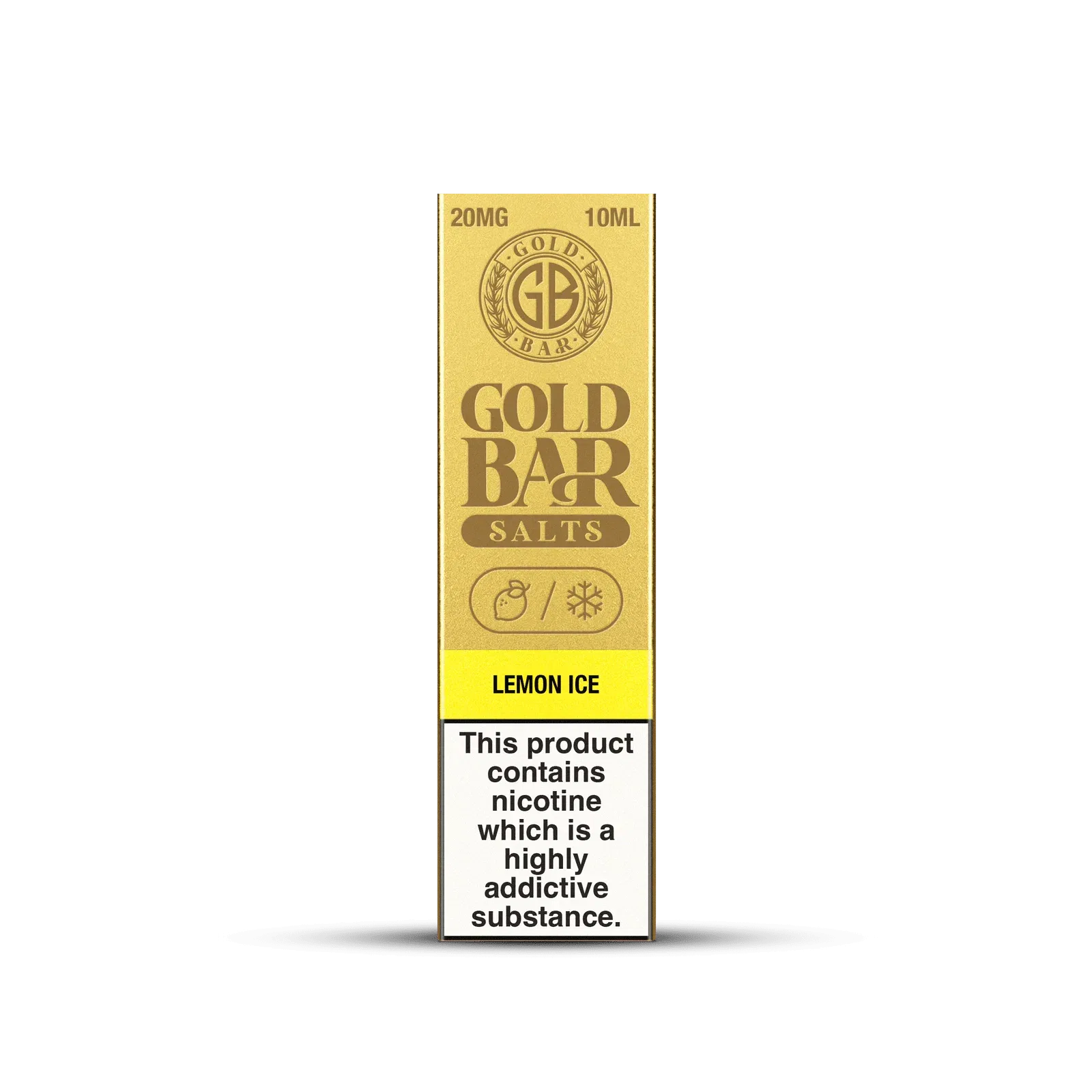 Embalaje de Gold Bar e-líquido tipo sales de nicotina sabor limón hielo, lemon ice