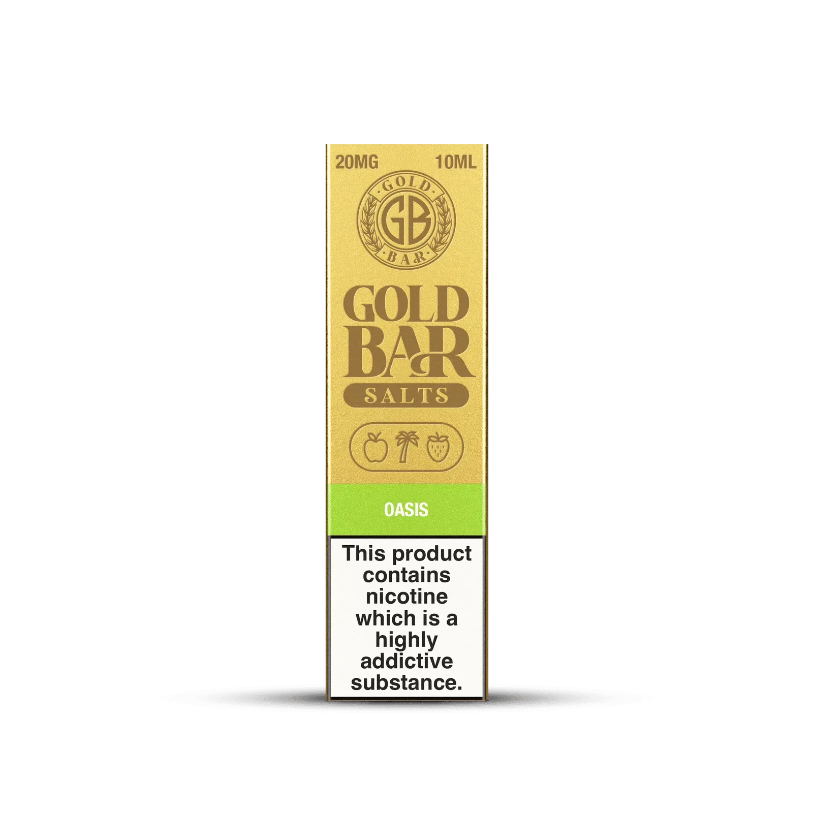 Embalaje de Gold Bar e-líquido tipo sales de nicotina sabor Oasis, Piña, mango, maracuyá, bayas mixtas, hielo, Pineapple, Mango, Passionfruit, mixed berries, Ice
