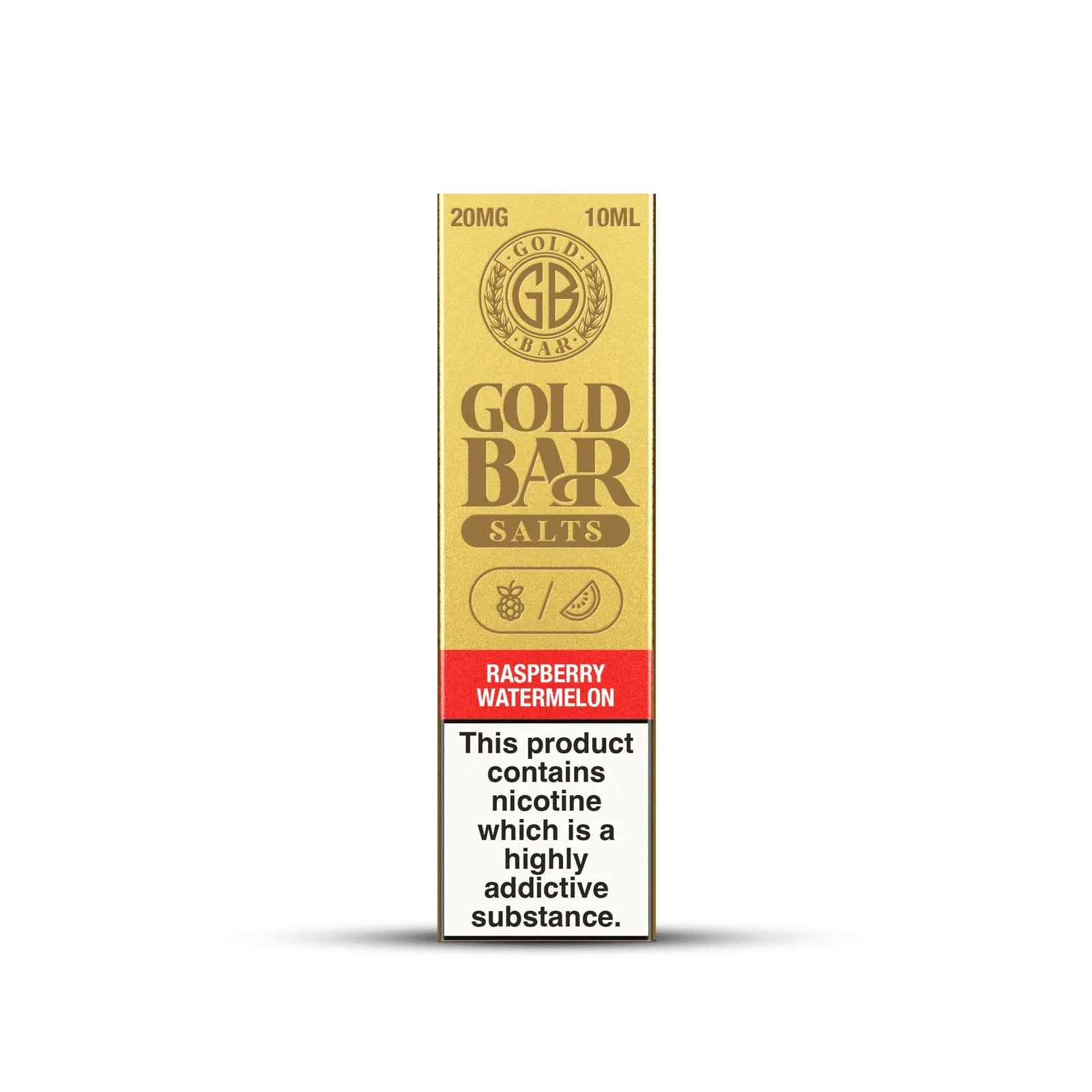 Embalaje de Gold Bar e-líquido tipo sales de nicotina sabor frambuesa sandía, raspberry watermelon