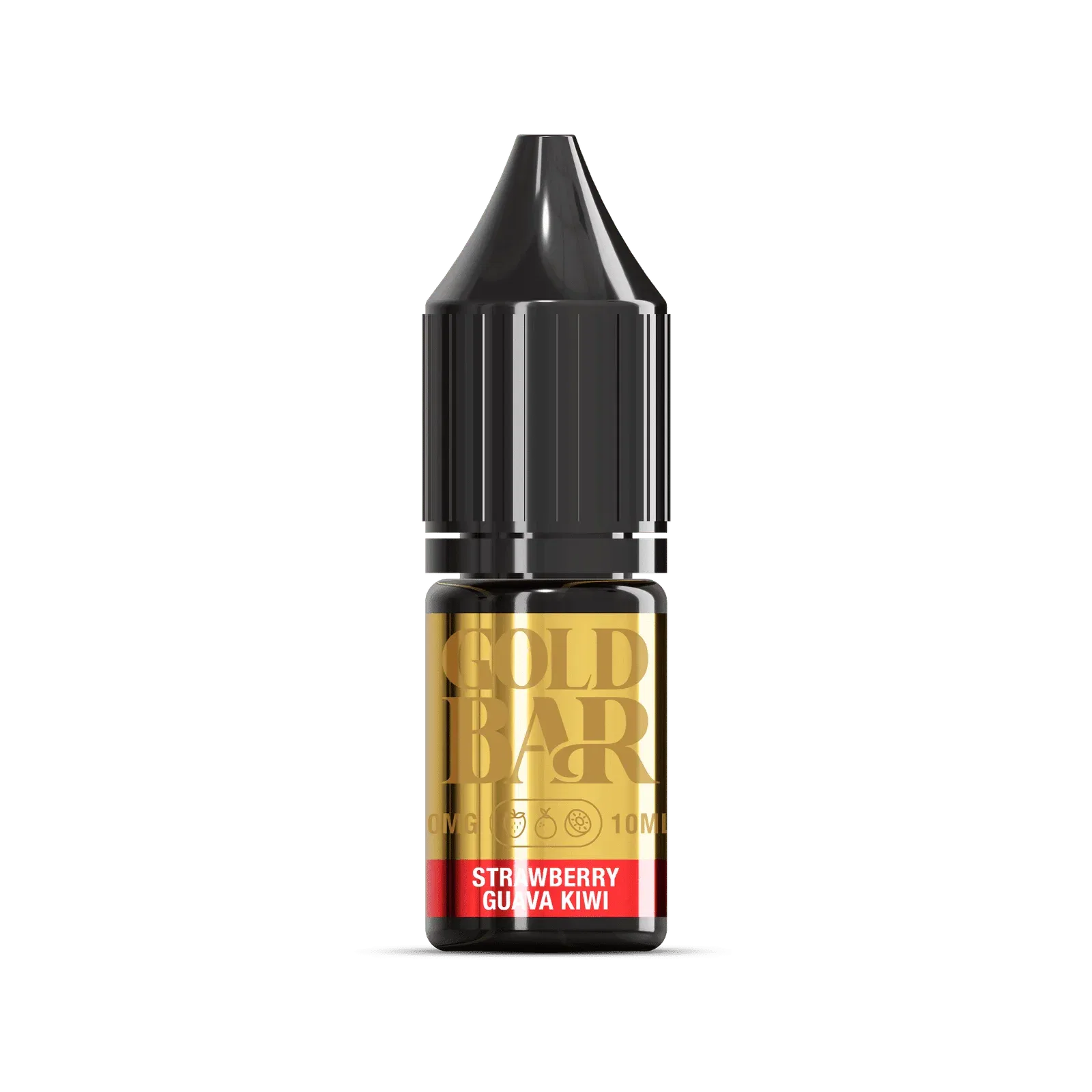 Botella de Gold Bar e-líquido tipo sales de nicotina sabor strawberry guava kiwi, fresa guayaba kiwi
