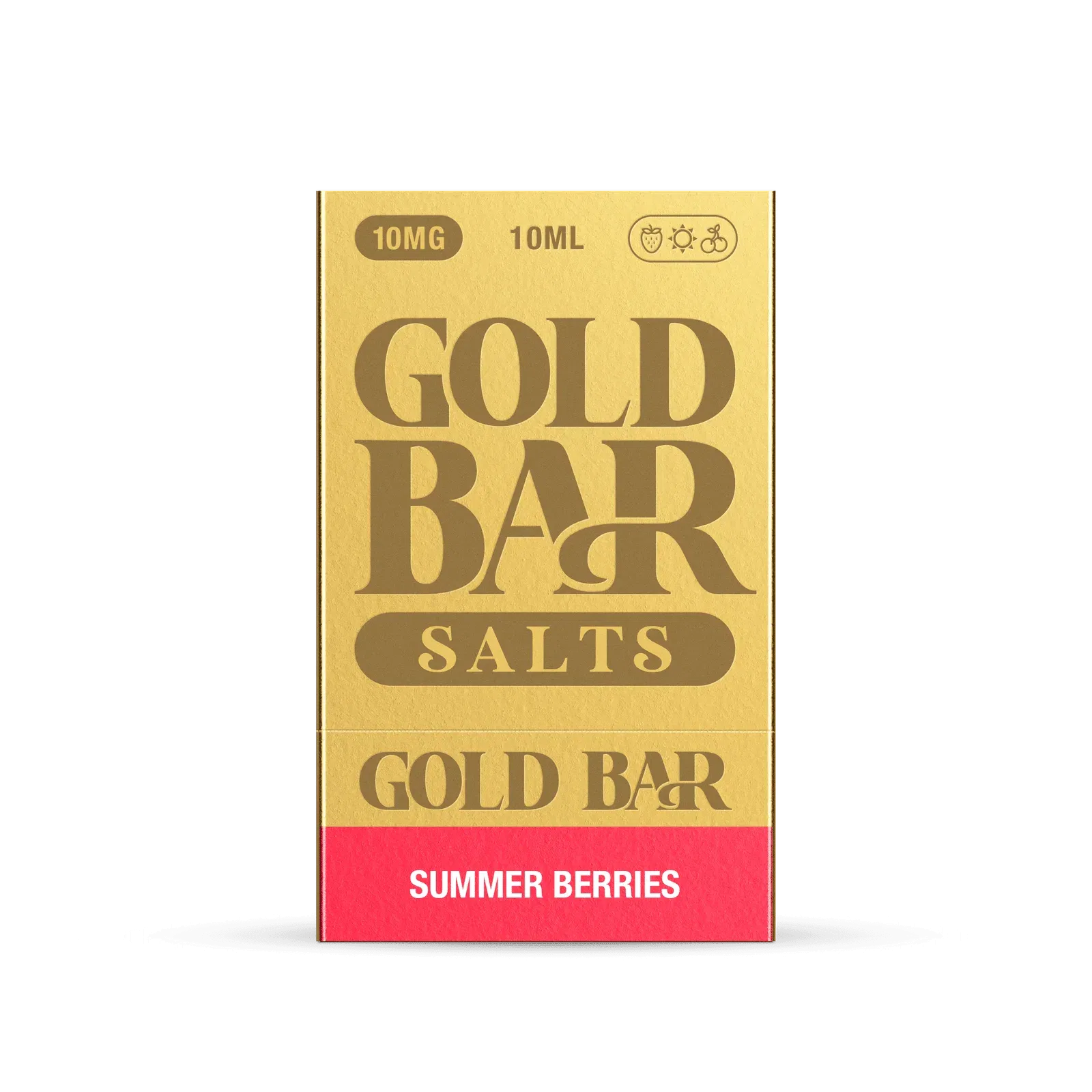 Detalle de embalaje de Gold Bar e-líquido tipo sales de nicotina Summer Berries, Bayas de verano
