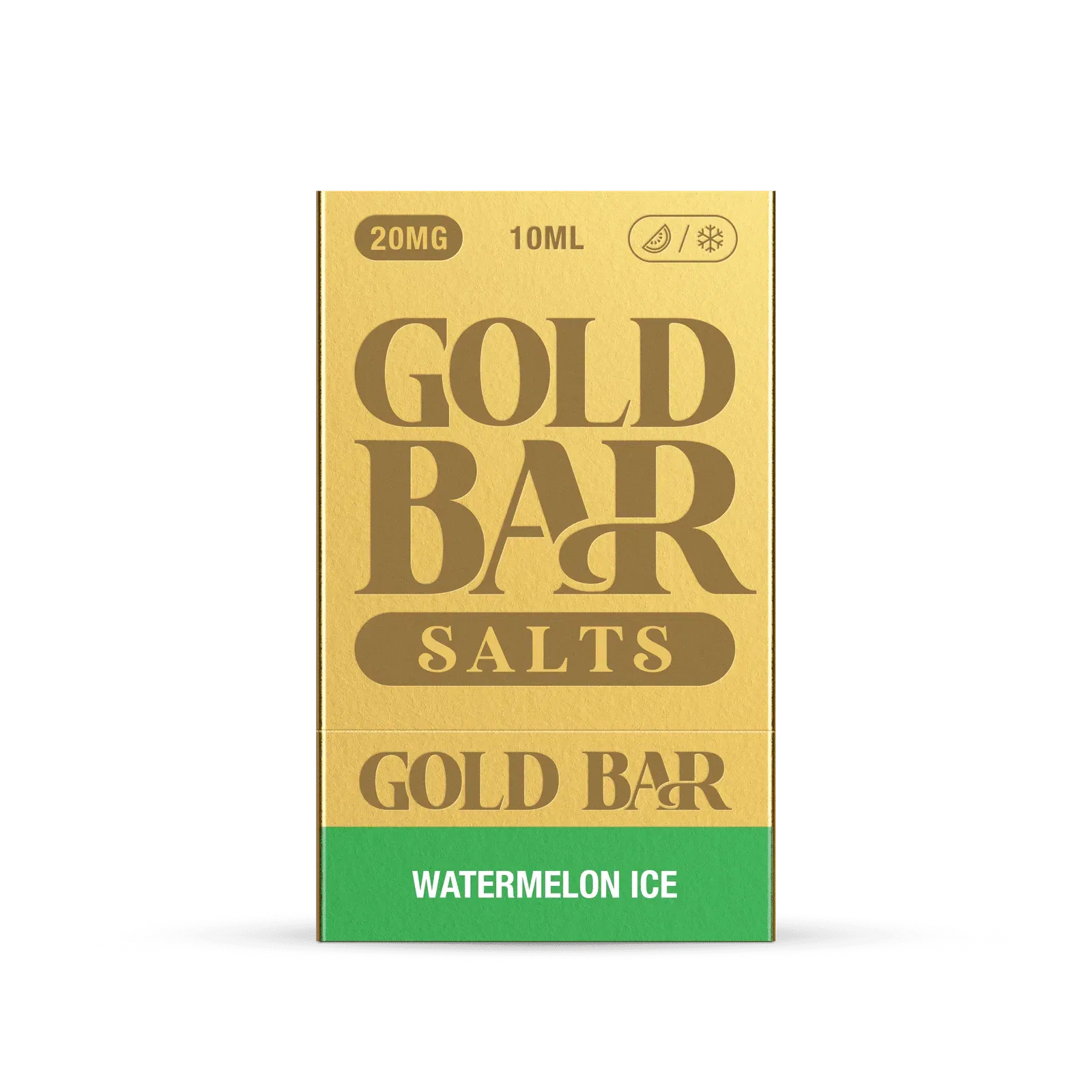 Detalle del embalaje de Gold Bar e-líquido tipo sales de nicotina sabor sandía con hielo watermelon ice