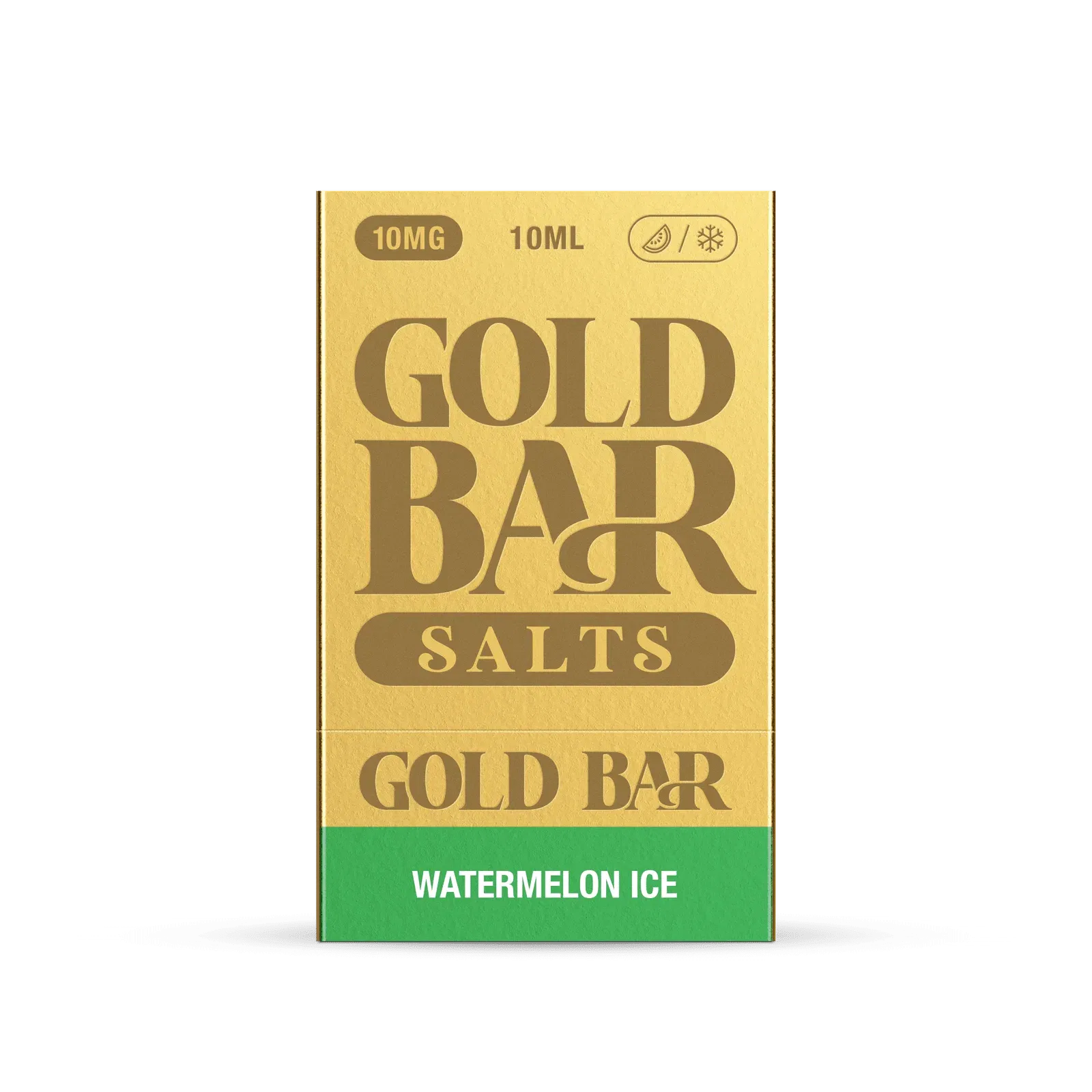 Detalle del embalaje de Gold Bar e-líquido tipo sales de nicotina sabor sandía con hielo watermelon ice