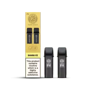 Gold Bar Reload, Cartuchos de Recambio para el Vaper Recargable, cartucho cerrado, closed pos system, sabor platano hielo, Banana Ice, 2 piezas
