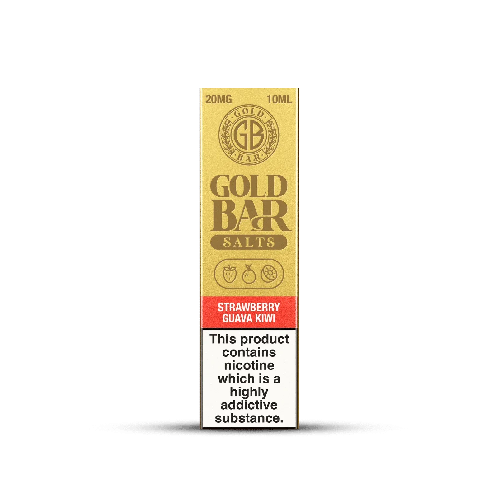 Embalaje de Gold Bar e-líquido tipo sales de nicotina sabor guava kiwi, guayaba kiwi