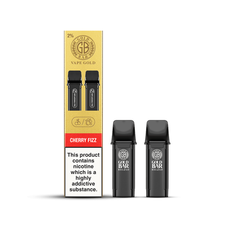Gold Bar Reload, Cartuchos de Recambio para el Vaper Recargable, cartucho cerrado, closed pos system, sabor refresco de cereza, Cherry Fizz, 2 piezas